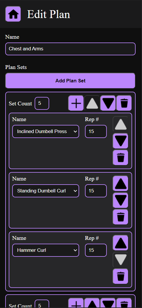 Equipment List screen